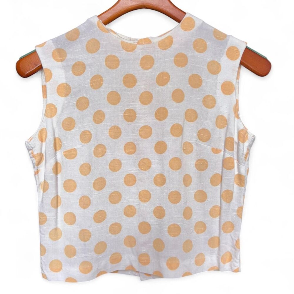 VTG 1960s Polka Dot Mustard Yellow Mod Sleeveless Blouse size XS